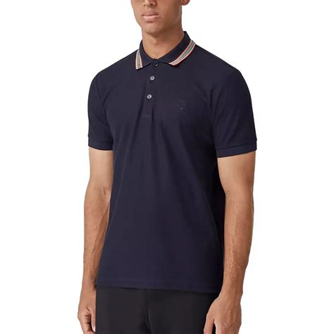 burberry canvas blue pique polo|Cotton Polo Shirt in Coal blue .